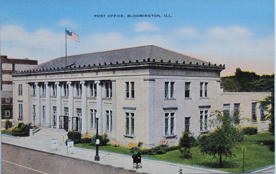 Bloomington, Illinois Post Office Post Card