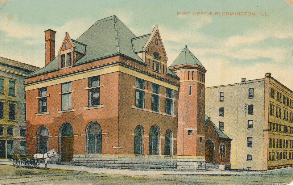 Bloomington, Illinois Post Office Post Card