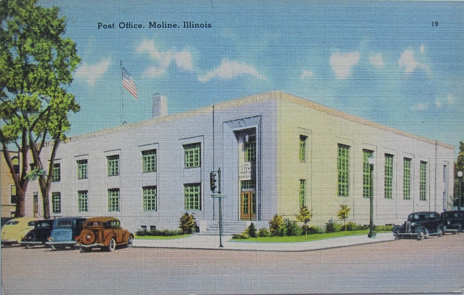 Moline, Illinois Post Office Post Card