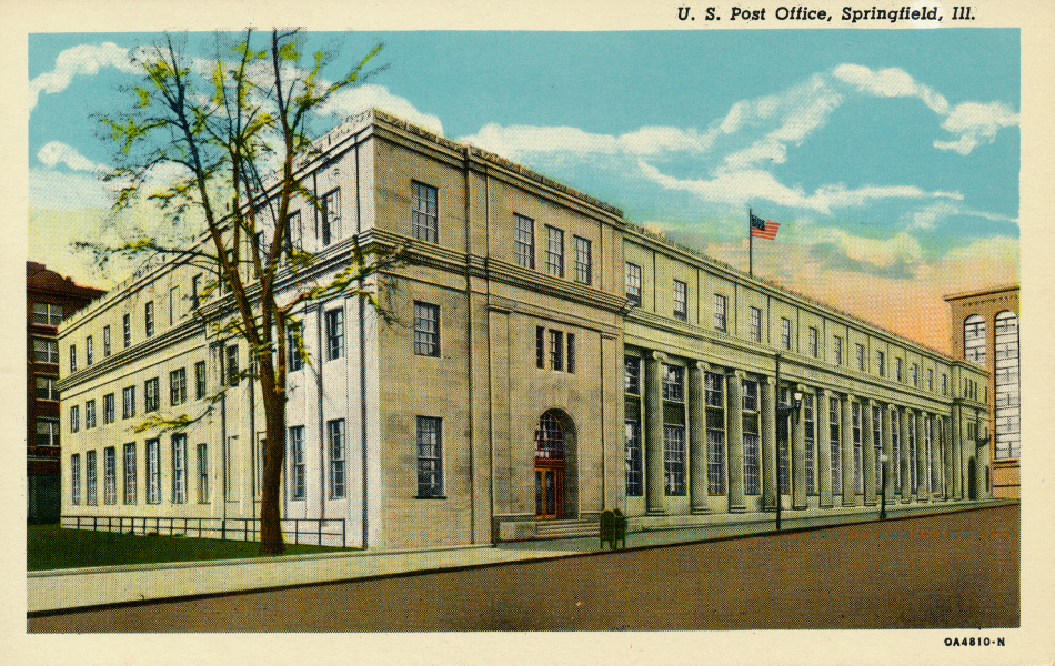 Springfield, Illinois Post Office Post Card