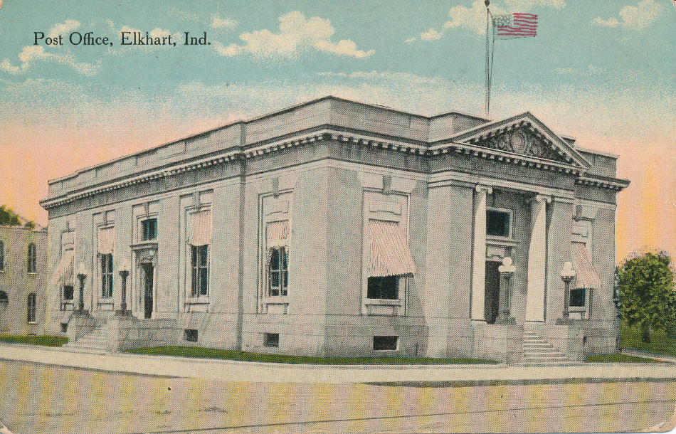 Elkhart, Indiana Post Office Post Card