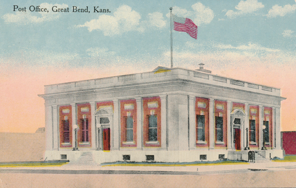Great Bend, Kansas Post Office Post Card