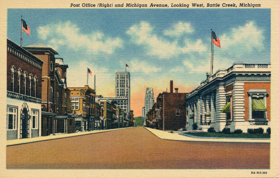 Battle Creek, Michigan Post Office Post Card