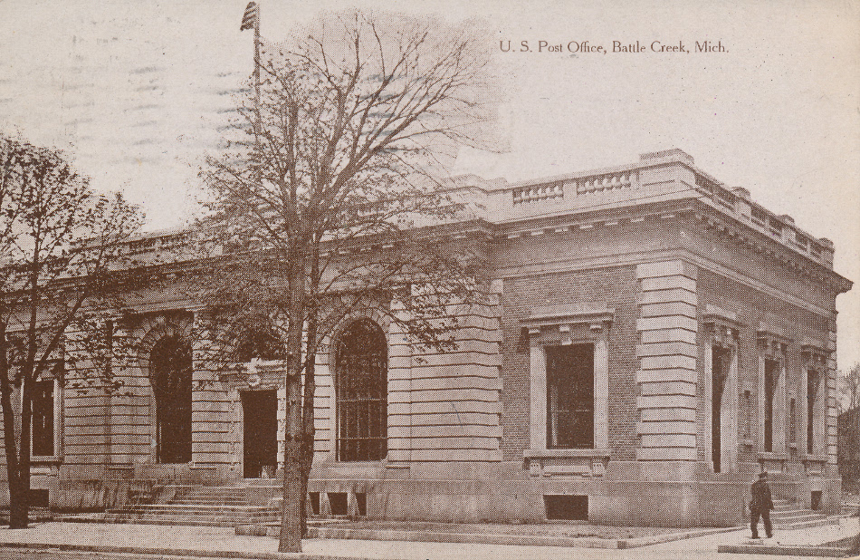 Battle Creek, Michigan Post Office Post Card