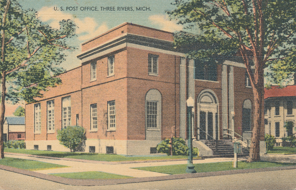 Mat. Pleasant Island, Michigan Post Office Post Card
