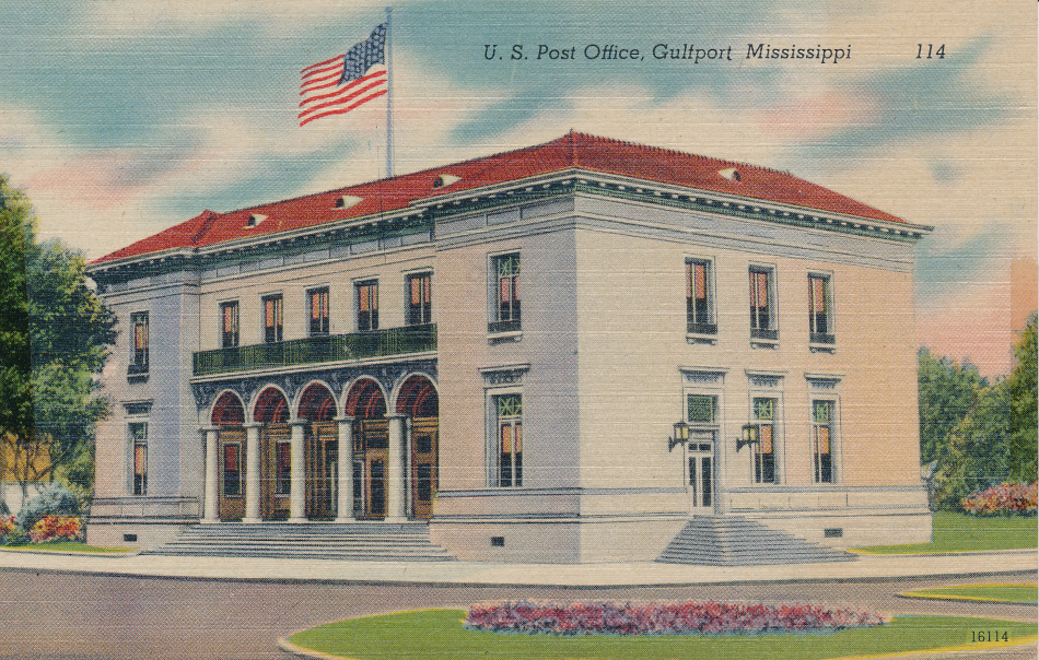 Gulfport, Mississippi Post Office Post Card