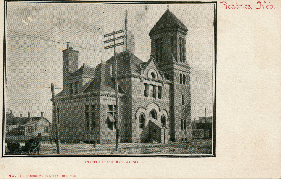 Beatrice, Nebraska Post Office Post Card