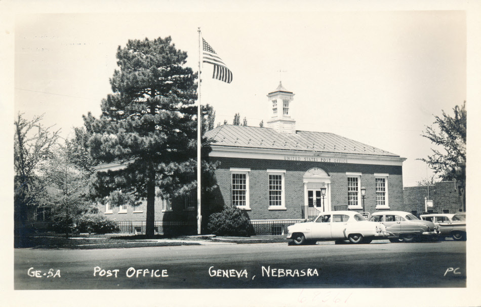 Geneva, Nebraska Post Office Post Card