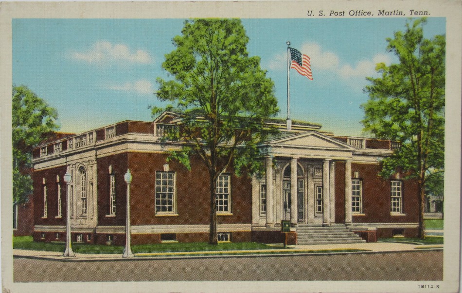 Martin, Tennessee Post Office Post Card