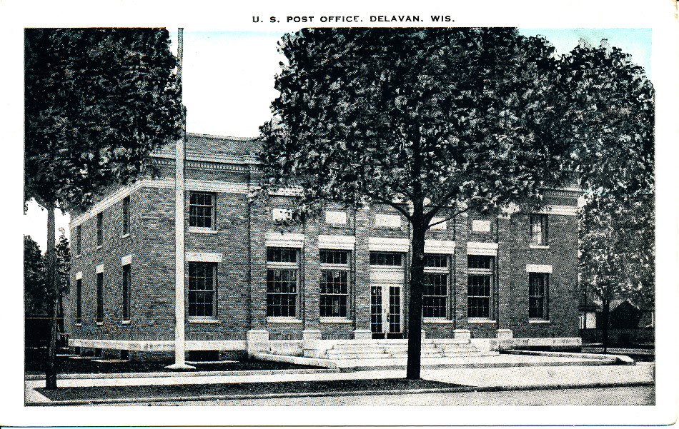 Delavan, Wisconsin Post Office Post Card