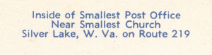 Silver Lake, West Virginia Post Office Post Card